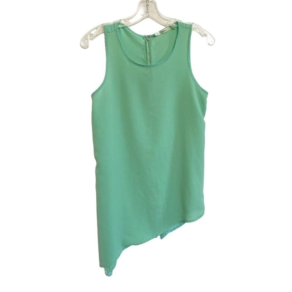 Gibson Womens Mint Green Sleeveless Asymmetrical Hem Layered Back Blouse Top‎